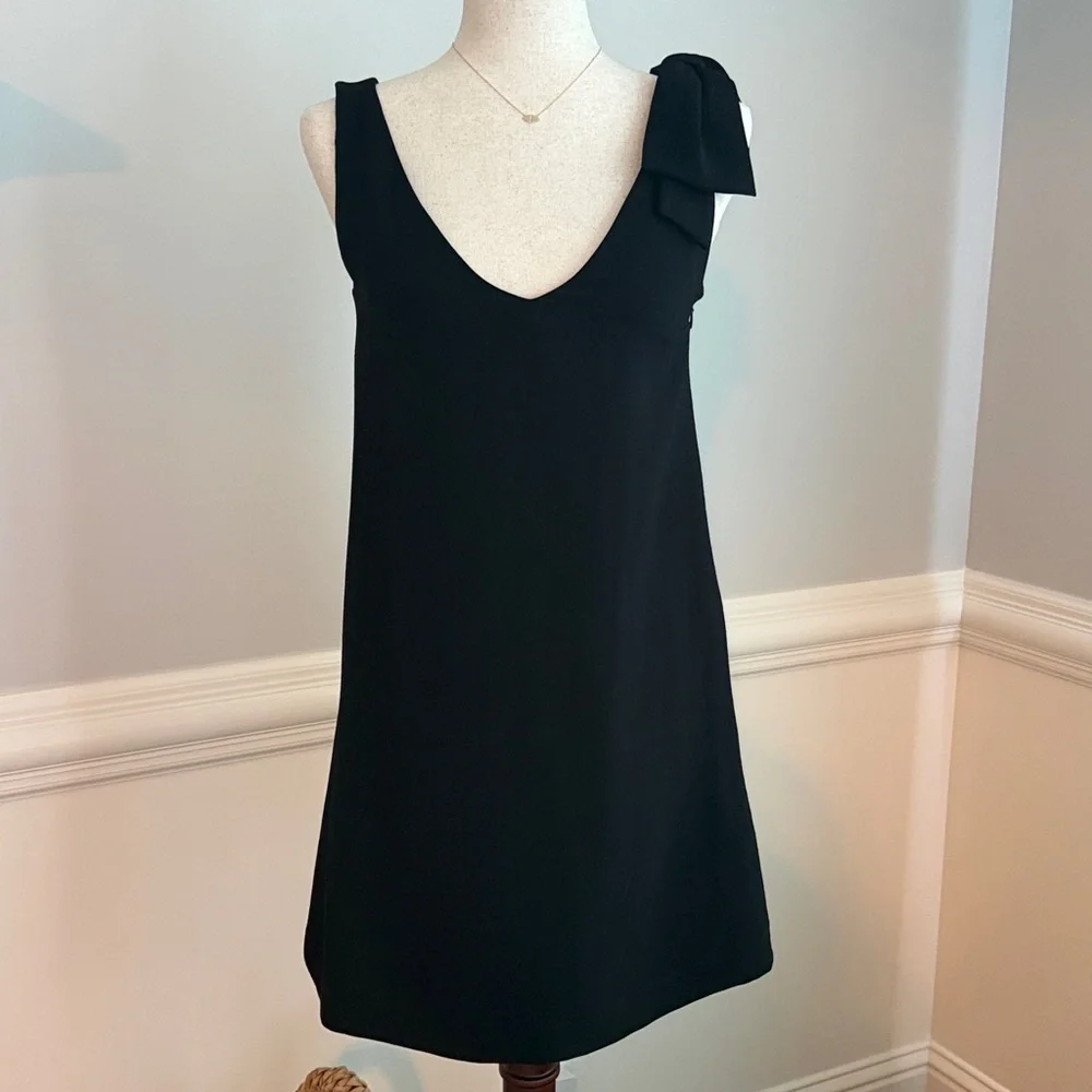 Sezane Bow Shoulder V Neck Dress - Picture 2 of 4
